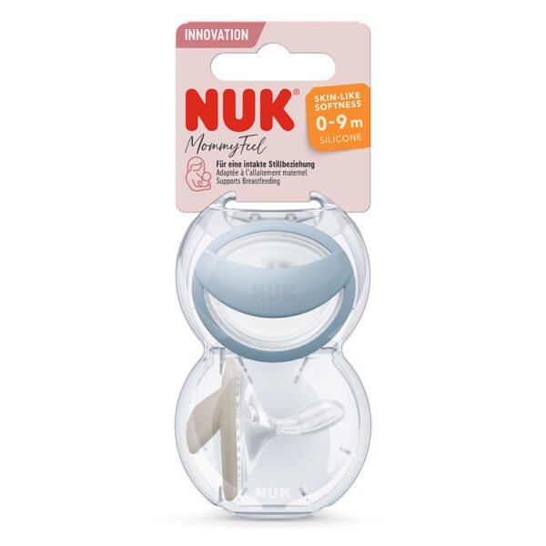 NUK CHUPETE MOMMYFEEL CELESTE/GRIS (0-9 MESES) X2